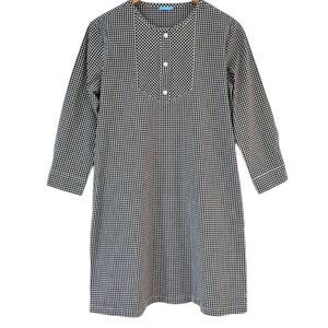 J. McLaughlin Black and White Gingham Shift Dress Side Pockets M Cotton Summer